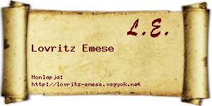 Lovritz Emese névjegykártya